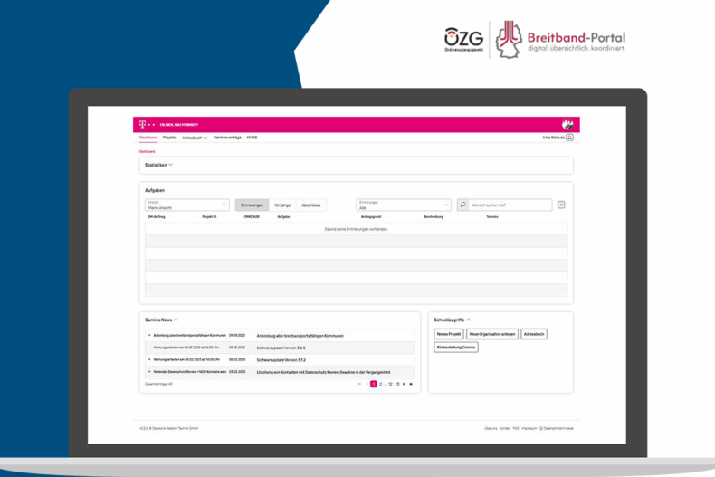 Die Schnittstelle zum Breitband-Portal in der Planungssoftware „Camino“.
