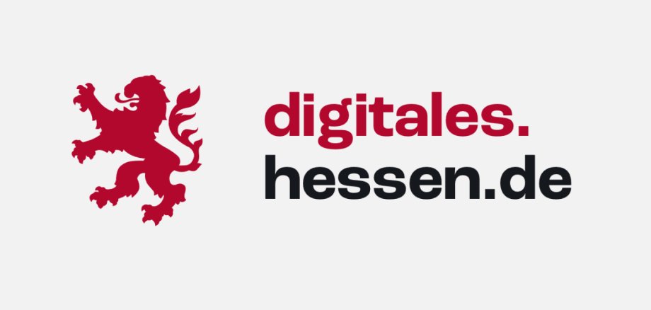 Logo von digitales.hessen.de mit einem roten, stilisierten hessischen Löwen links und dem Schriftzug ‚digitales.hessen.de‘ in Rot und Schwarz rechts.