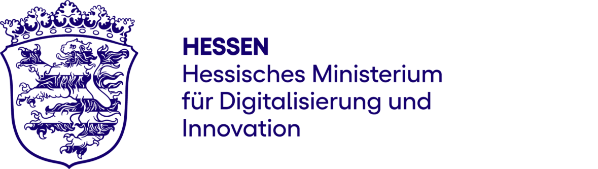 Logo und Landeswappen des Hessischen Ministeriums für Digitalisierung und Innovation.