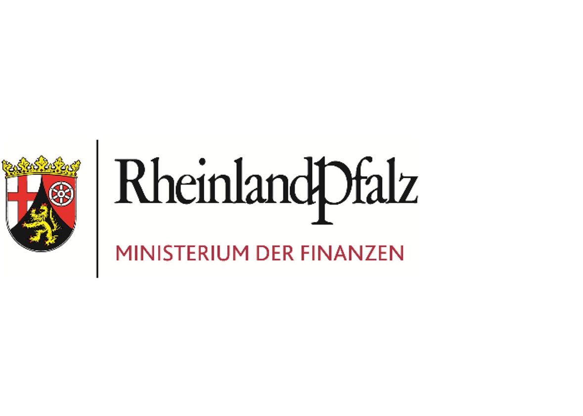 Logo und Landeswappen des Ministeriums der Finanzen Rheinland-Pfalz.