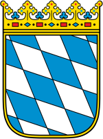 Landeswappen von Bayern mit den traditionellen Symbolen des Freistaats.