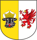 Landeswappen von Mecklenburg-Vorpommern mit Symbolen der historischen Landesteile.