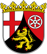 Landeswappen von Rheinland-Pfalz mit den Symbolen der historischen Territorien.