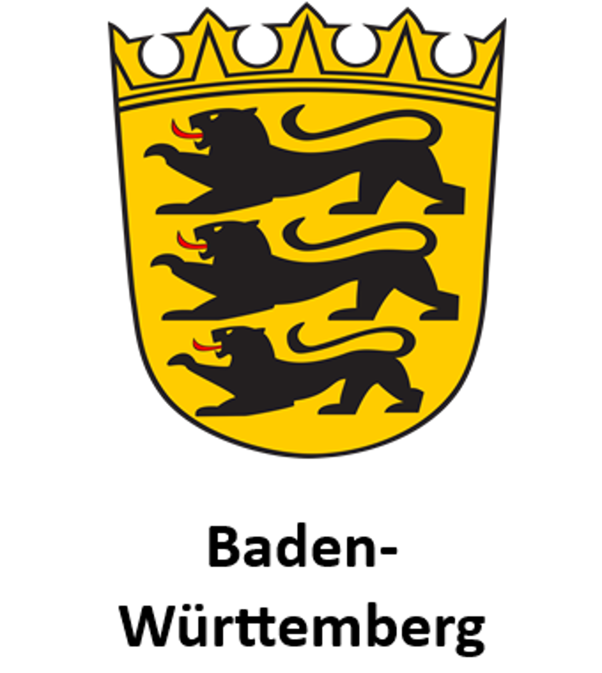 Landeswappen von Baden-Württemberg mit traditionellen heraldischen Symbolen.