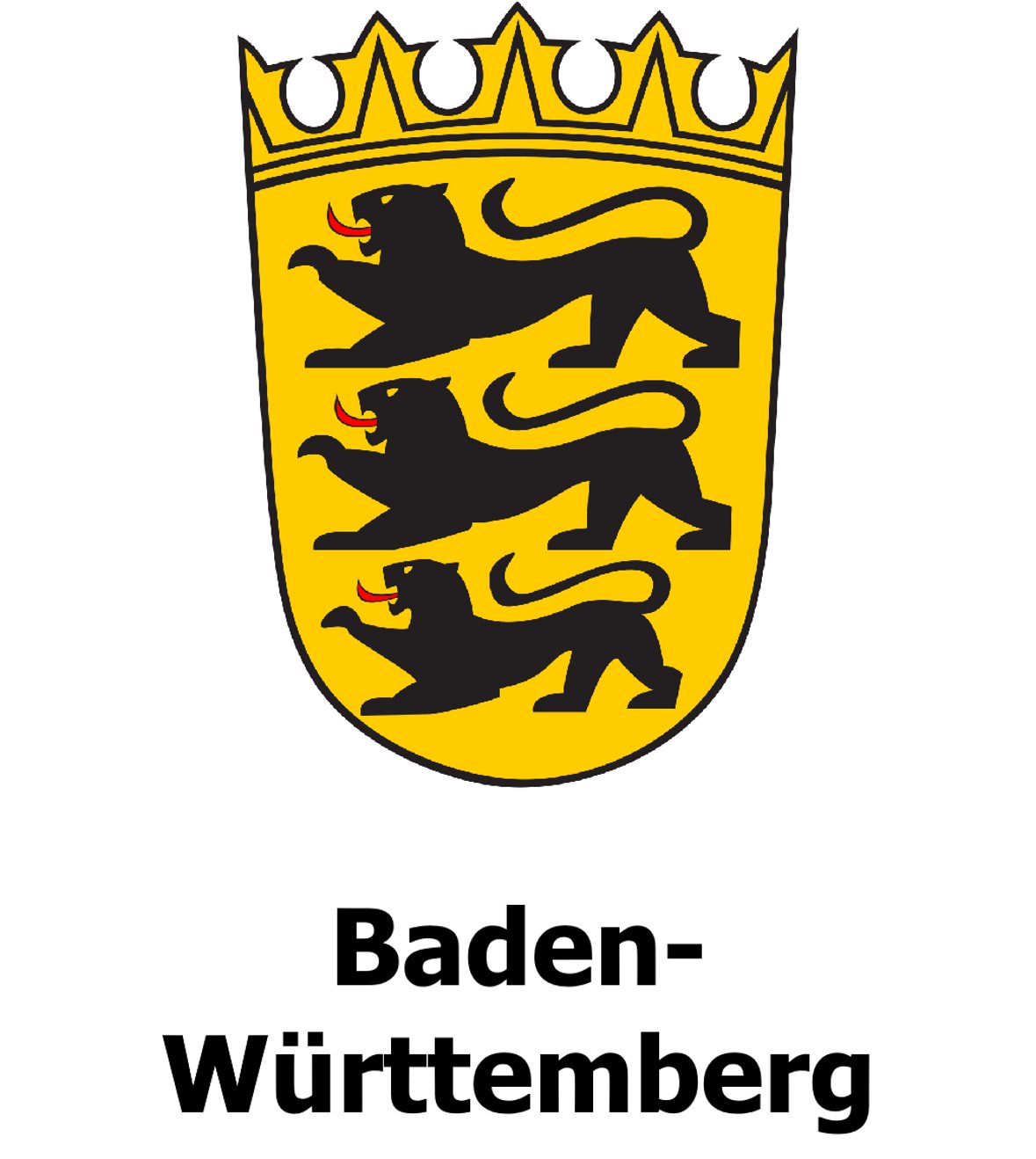 Landeswappen von Baden-Württemberg mit traditionellen heraldischen Symbolen.