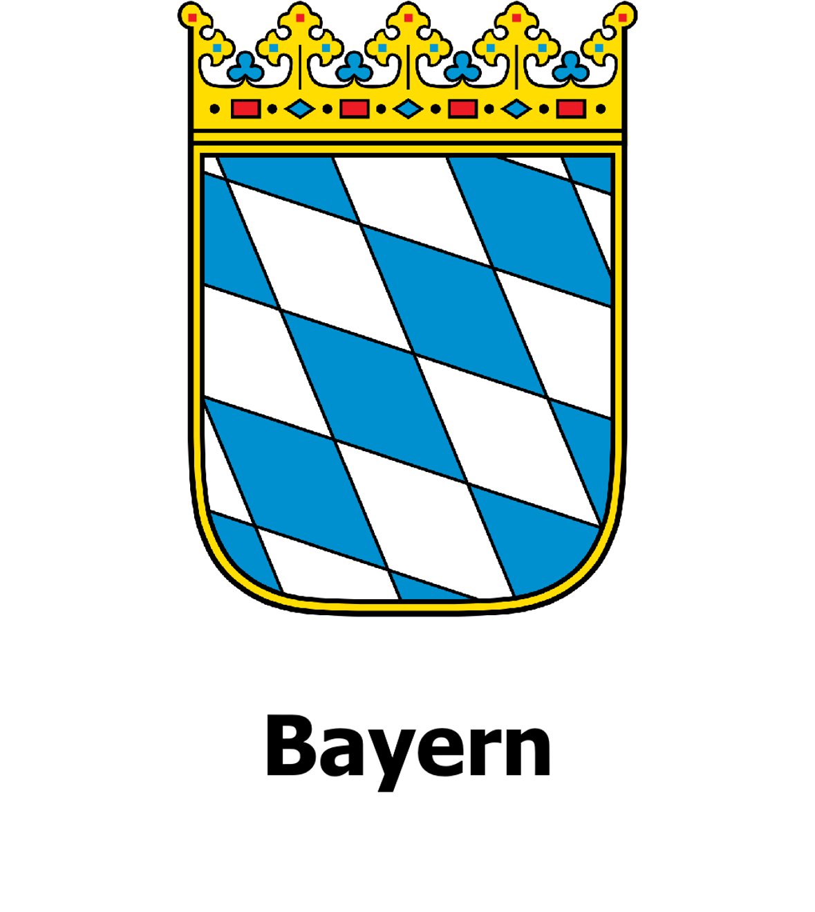 Landeswappen von Bayern mit den traditionellen Symbolen des Freistaats.