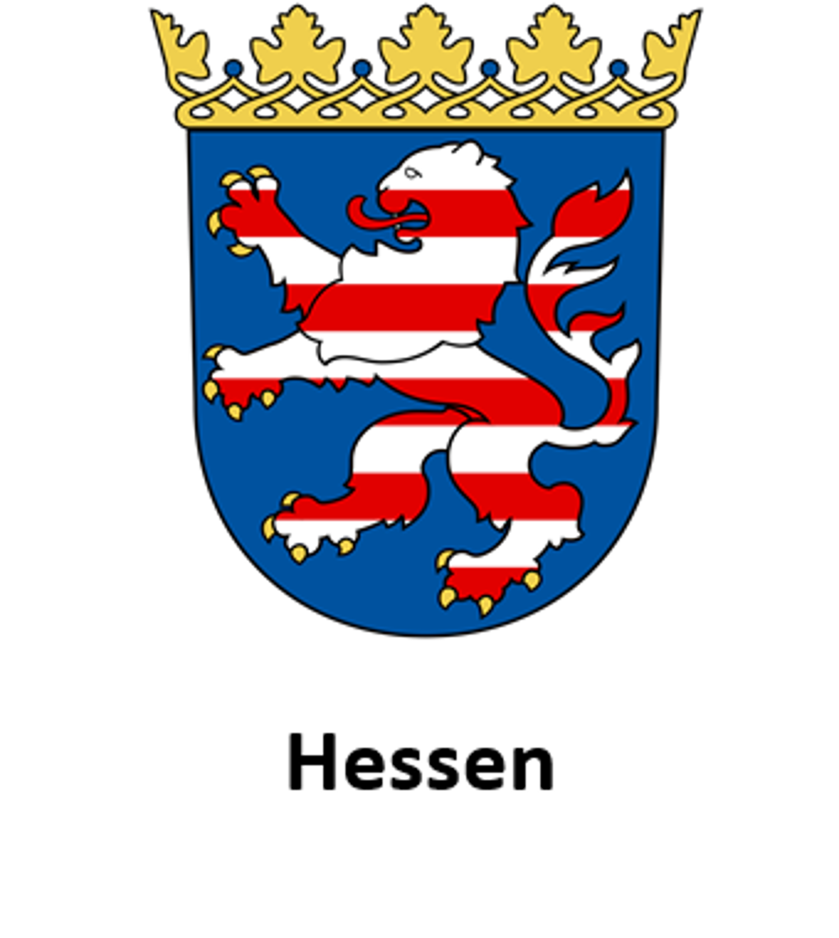 Landeswappen von Hessen mit dem gestreiften Löwen als heraldisches Symbol.