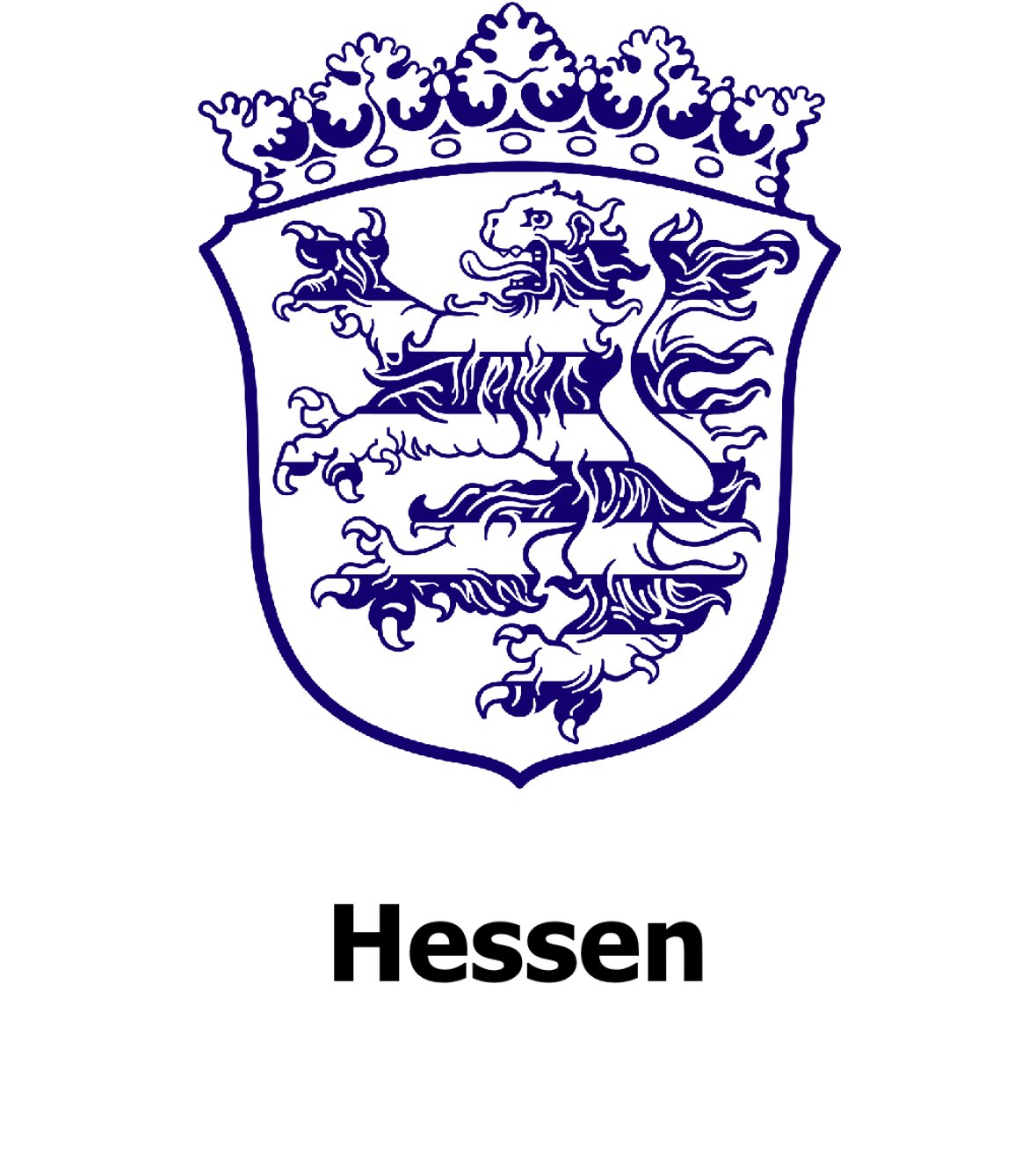 Landeswappen von Hessen mit dem gestreiften Löwen als heraldisches Symbol.