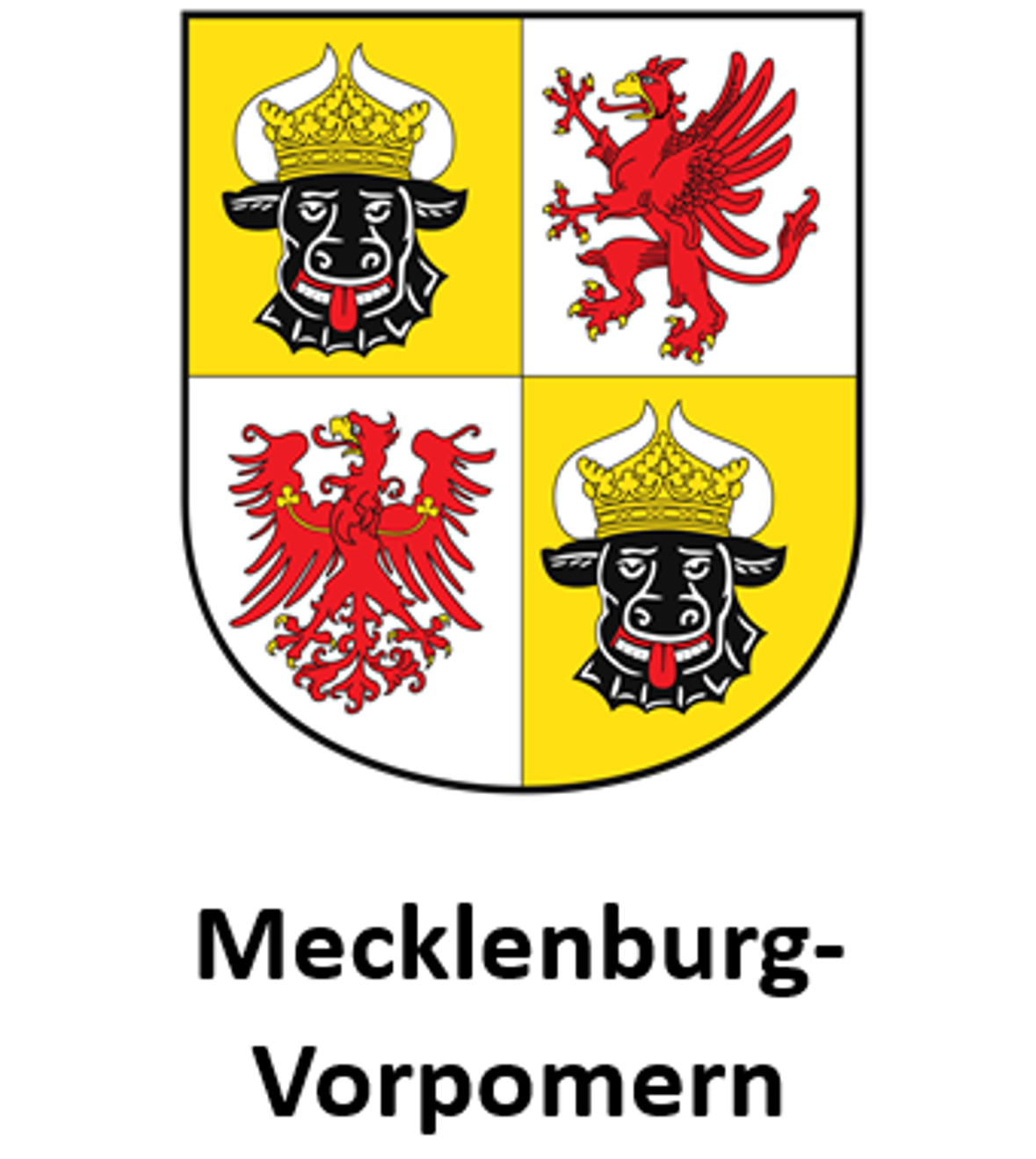Landeswappen von Mecklenburg-Vorpommern mit Symbolen der historischen Landesteile.