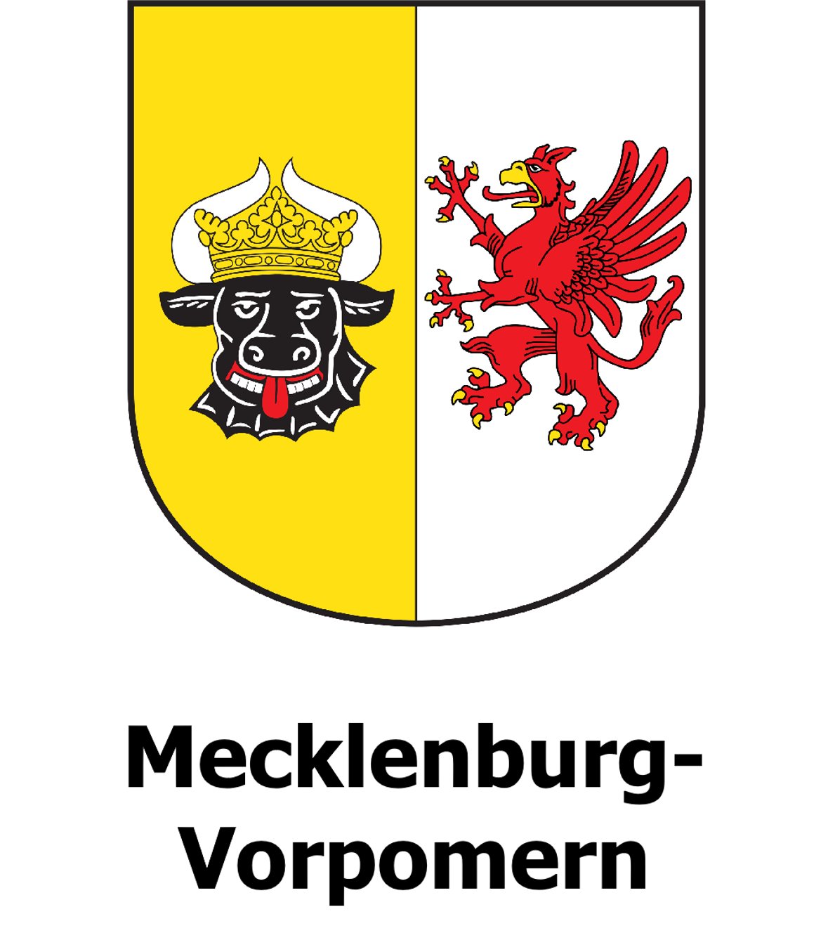 Landeswappen von Mecklenburg-Vorpommern mit Symbolen der historischen Landesteile.