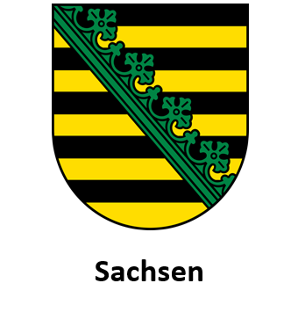 Landeswappen von Sachsen mit dem schwarz-goldenen Rautenkranz.