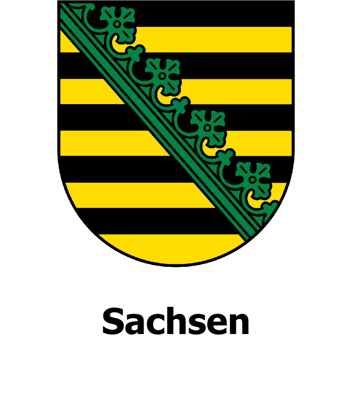 Landeswappen von Sachsen mit dem schwarz-goldenen Rautenkranz.