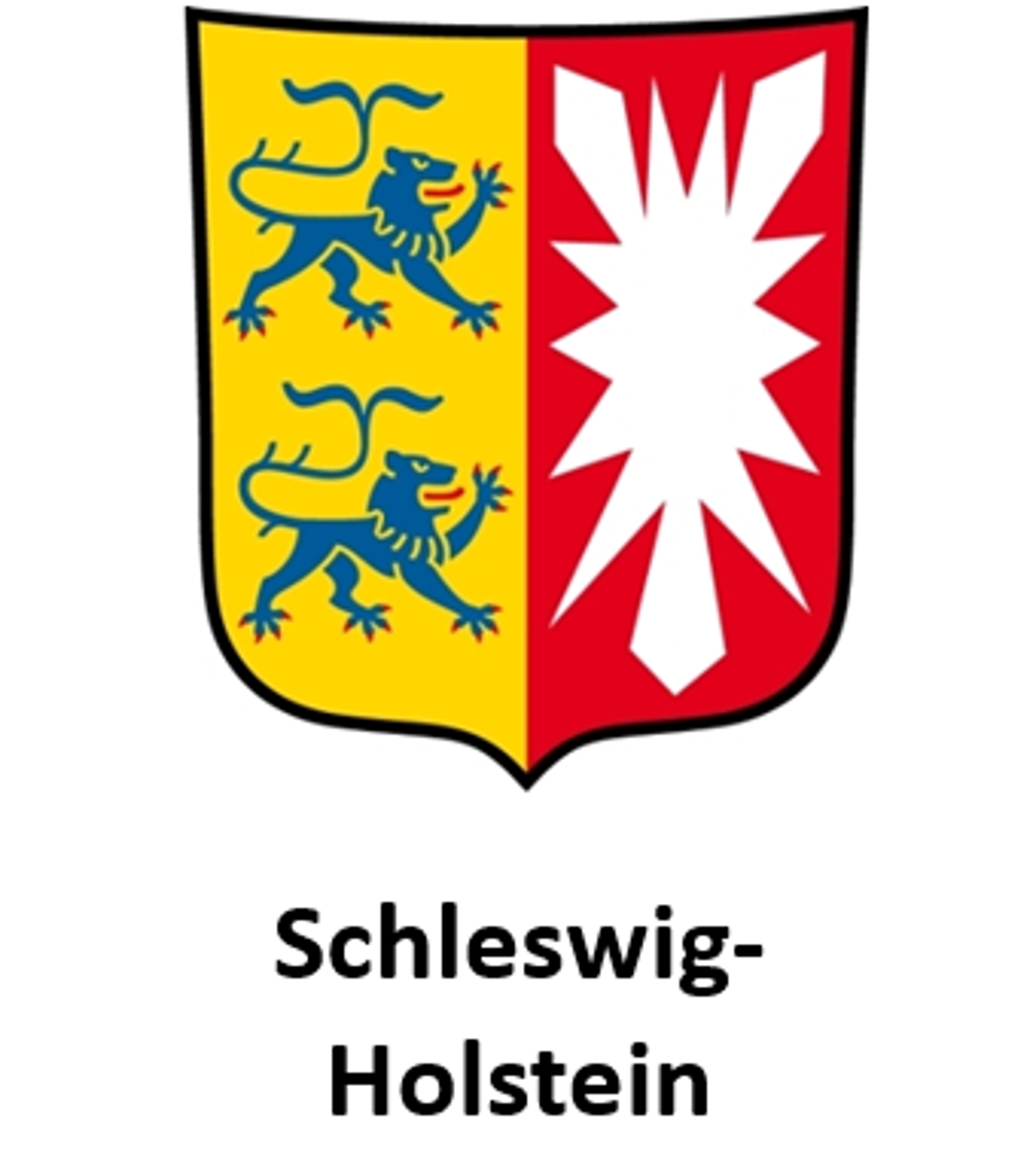 Landeswappen von Schleswig-Holstein mit den Symbolen der historischen Landesteile.