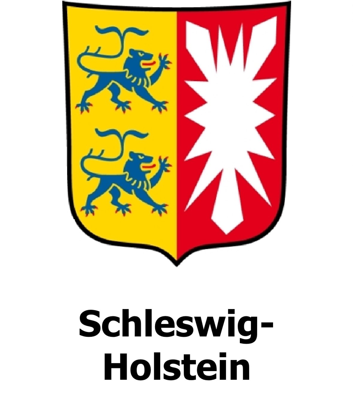 Landeswappen von Schleswig-Holstein mit den Symbolen der historischen Landesteile.